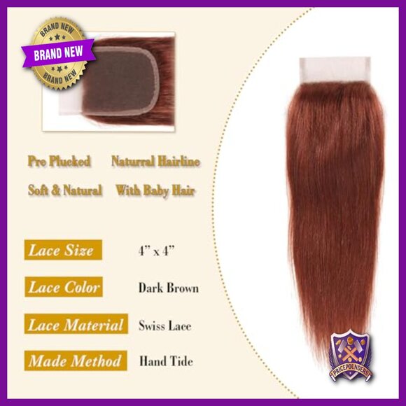Brazilian Straight Human Hair Bundles with 4x4 Lace Closure 14-18 Inch